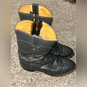Justin 3025 Gray Roper Boots‎ Size 8.5 D With Heavy Duty Side Zip